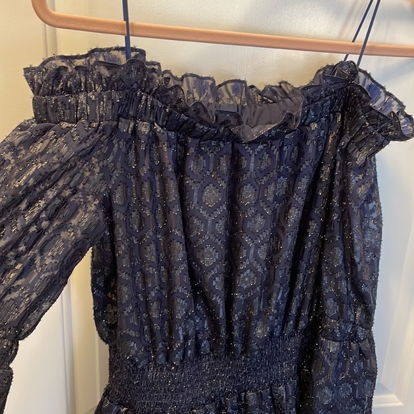 Blue off the shoulder dress. - Picture 2 of 6